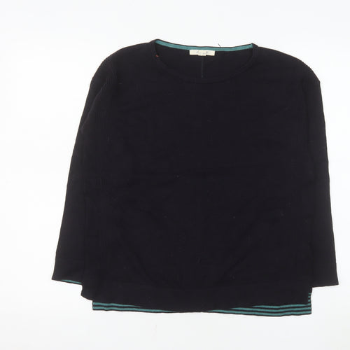 White Stuff Women's Black Cotton Blend Crew Neck Jumper Size 10