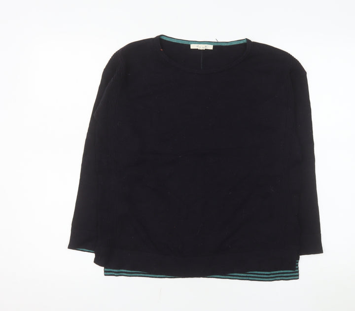 White Stuff Women's Black Cotton Blend Crew Neck Jumper Size 10