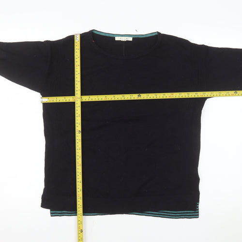 White Stuff Women's Black Cotton Blend Crew Neck Jumper Size 10