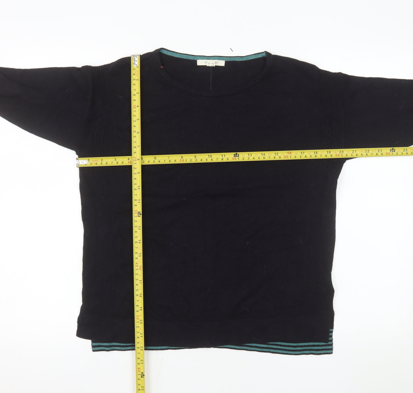 White Stuff Women's Black Cotton Blend Crew Neck Jumper Size 10