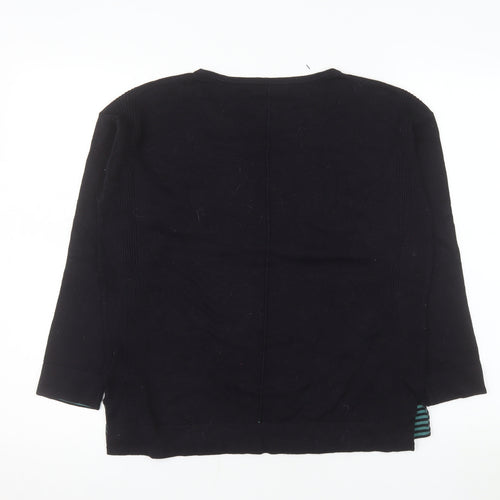 White Stuff Women's Black Cotton Blend Crew Neck Jumper Size 10
