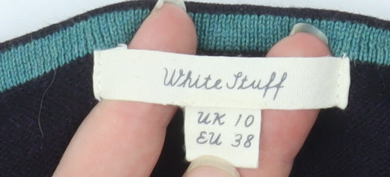 White Stuff Women's Black Cotton Blend Crew Neck Jumper Size 10