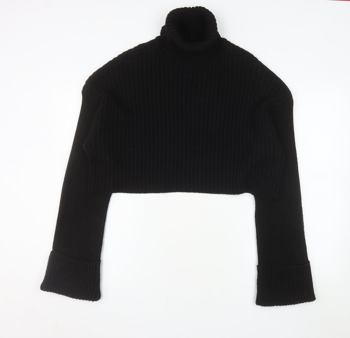 NA-KD Women's Black Roll Neck Ribbed Knit Jumper Size L