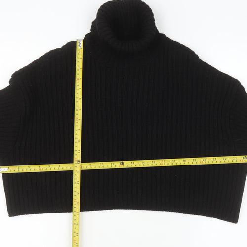 NA-KD Women's Black Roll Neck Ribbed Knit Jumper Size L