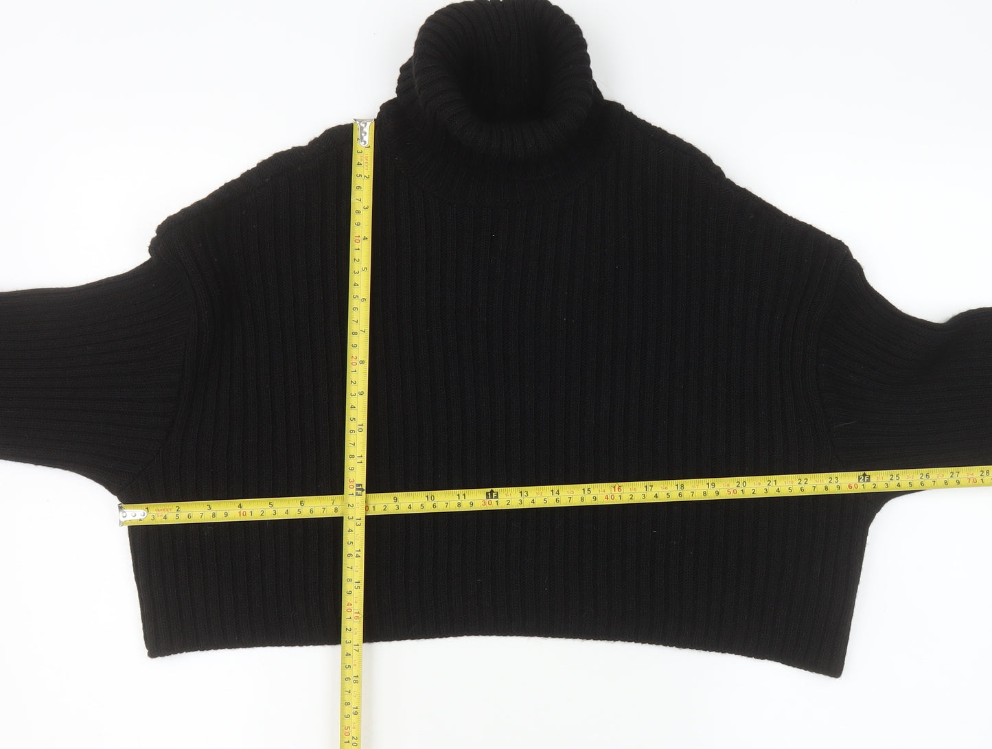 NA-KD Women's Black Roll Neck Ribbed Knit Jumper Size L