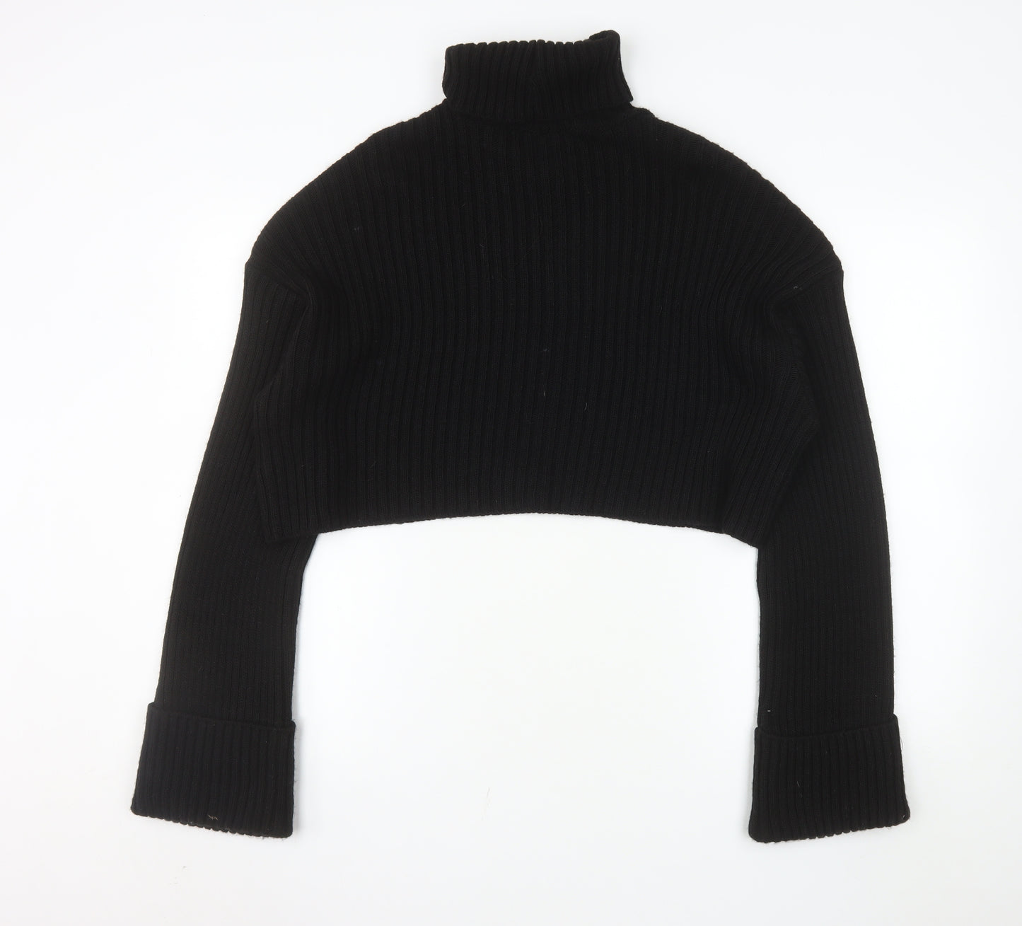 NA-KD Women's Black Roll Neck Ribbed Knit Jumper Size L