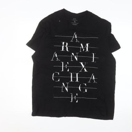 Armani Exchange Men's Black XL Graphic Logo Regular Fit T-Shirt