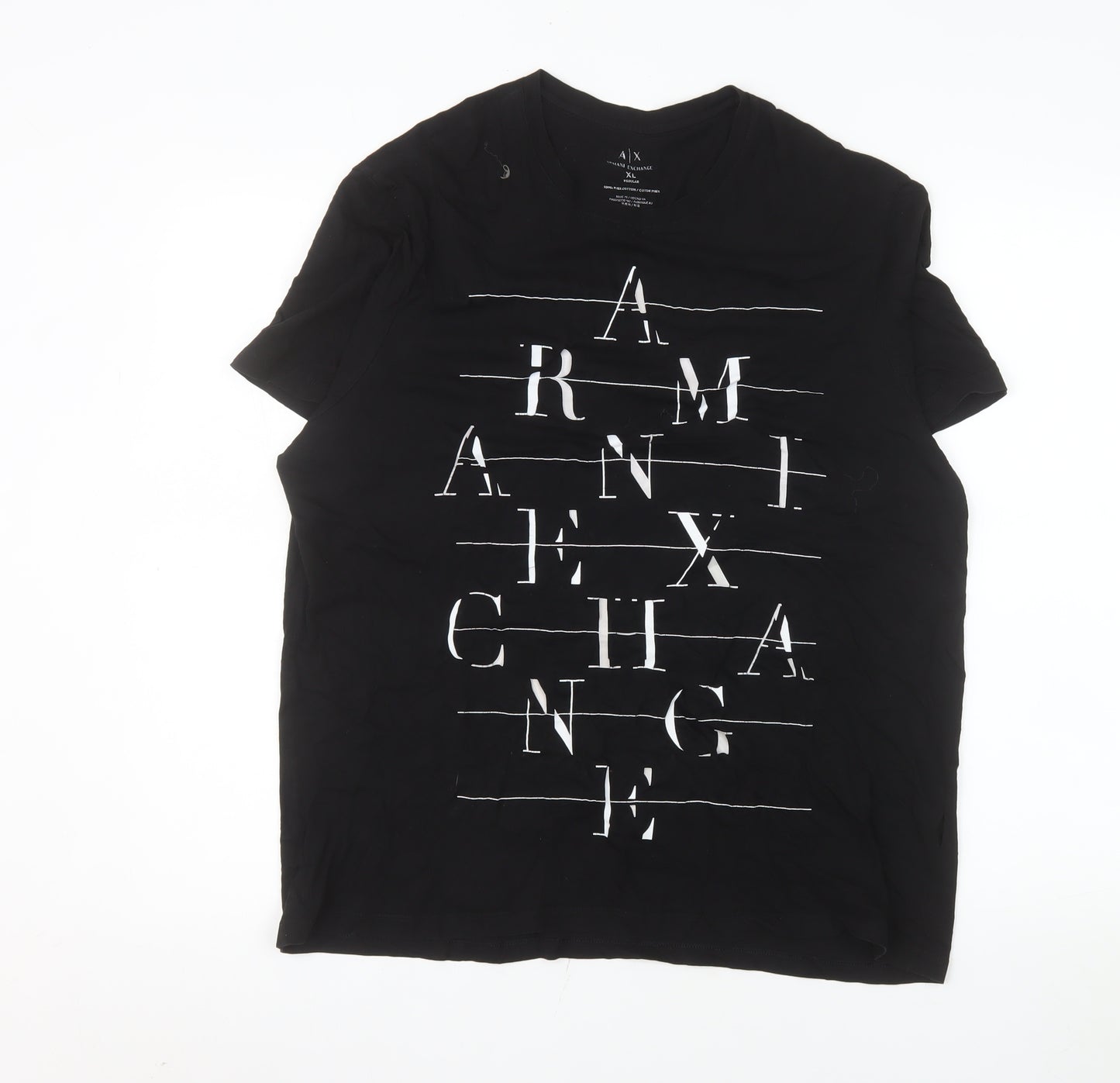Armani Exchange Men's Black XL Graphic Logo Regular Fit T-Shirt