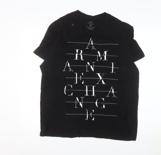 Armani Exchange Men's Black XL Graphic Logo Regular Fit T-Shirt