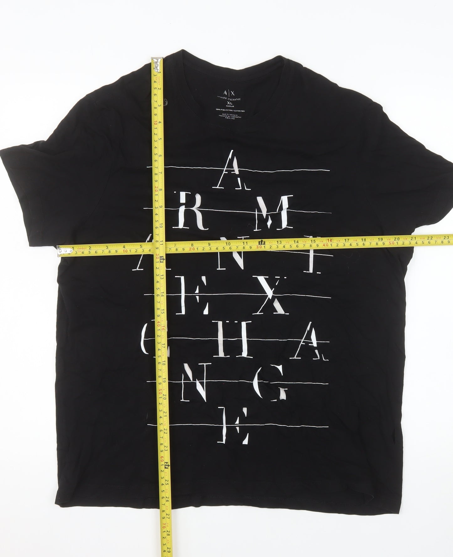 Armani Exchange Men's Black XL Graphic Logo Regular Fit T-Shirt