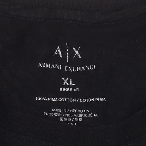 Armani Exchange Men's Black XL Graphic Logo Regular Fit T-Shirt