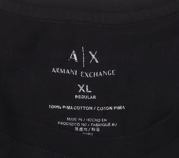 Armani Exchange Men's Black XL Graphic Logo Regular Fit T-Shirt