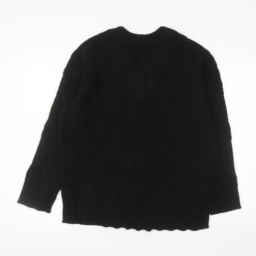Next Men’s Black Cable Knit V-Neck Jumper Size S Regular Fit