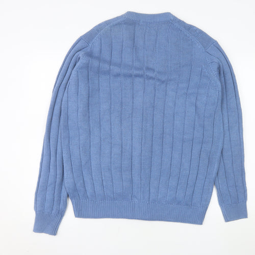 James Pringle Men's Blue Cable Knit Cardigan L Acrylic