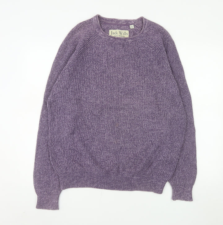 Jack Wills Men's Purple Cotton Crew Neck Pullover Jumper M