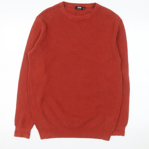 Jacamo Men's Red Cotton Waffle-Knit Crew Neck Pullover Jumper M