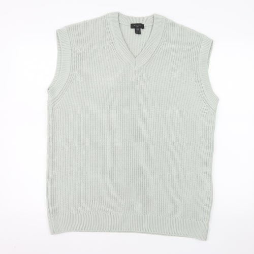 New Look Men Grey Acrylic V-Neck Knit Sleeveless Vest L