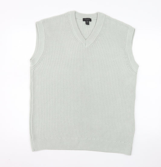 New Look Men Grey Acrylic V-Neck Knit Sleeveless Vest L