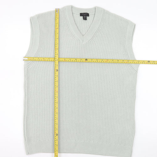 New Look Men Grey Acrylic V-Neck Knit Sleeveless Vest L