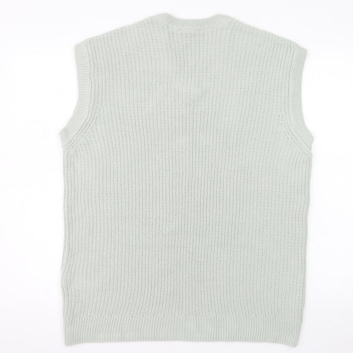 New Look Men Grey Acrylic V-Neck Knit Sleeveless Vest L