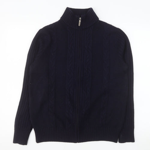 Bäumler Men’s Blue Wool Blend Full Zip Knit Jacket L