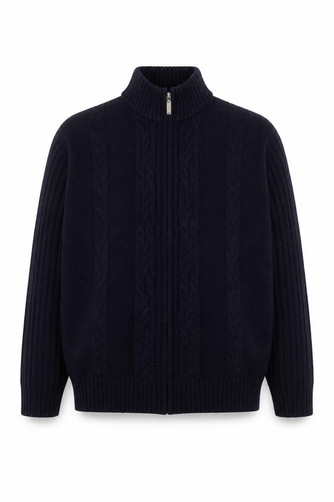 Bäumler Men’s Blue Wool Blend Full Zip Knit Jacket L