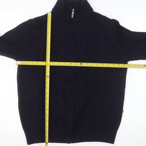 Bäumler Men’s Blue Wool Blend Full Zip Knit Jacket L