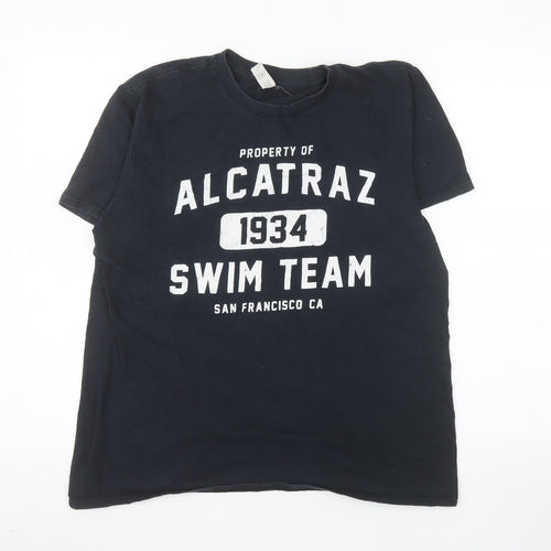 Anvil Men's Black Alcatraz Swim Team 1934 Graphic T-Shirt Size M