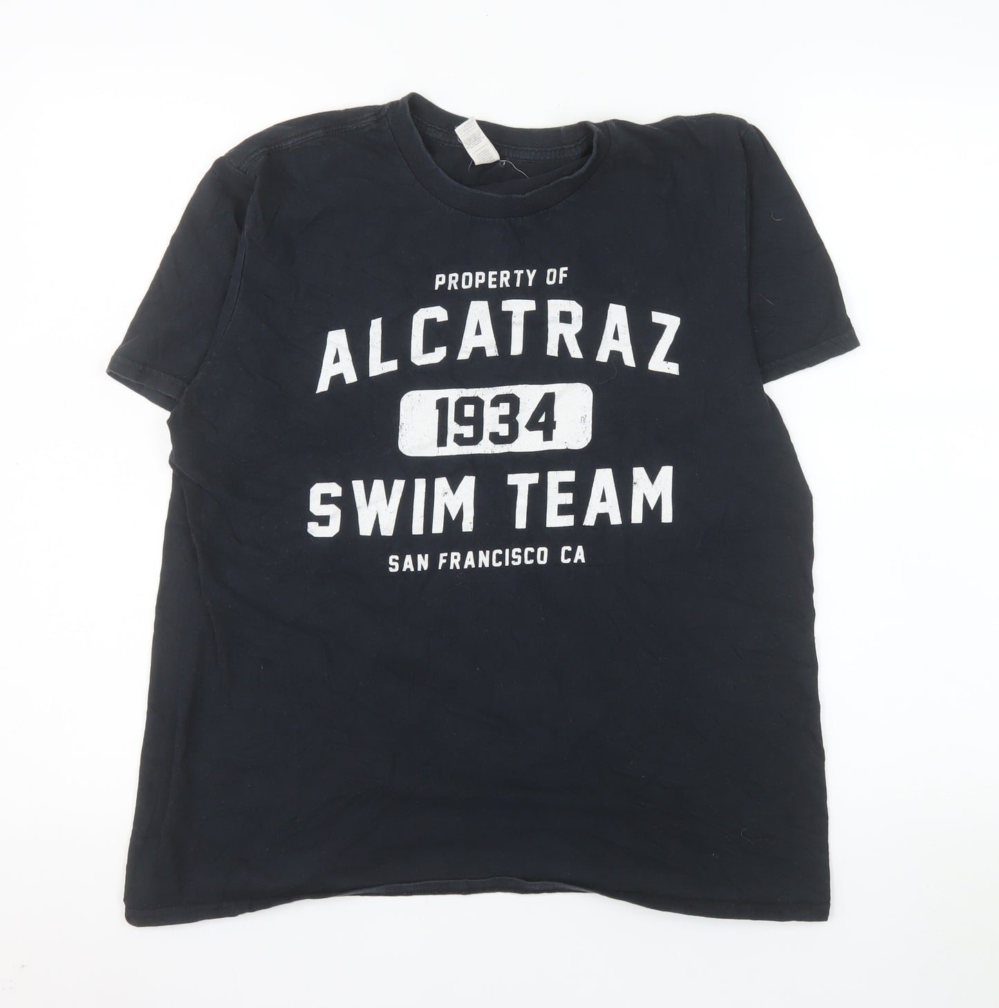 Anvil Men's Black Alcatraz Swim Team 1934 Graphic T-Shirt Size M