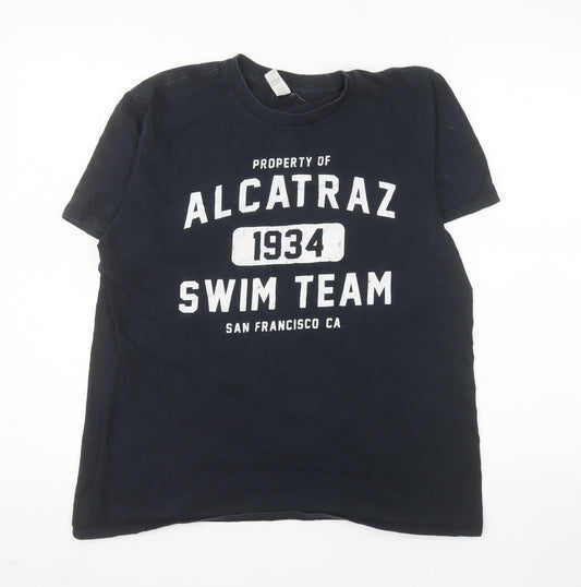 Anvil Men's Black Alcatraz Swim Team 1934 Graphic T-Shirt Size M
