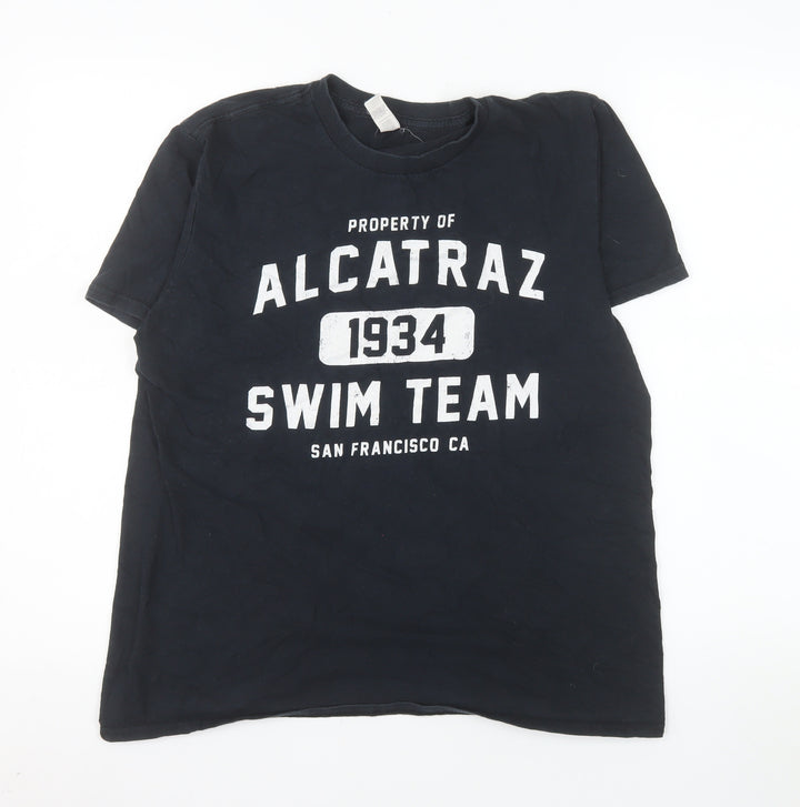Anvil Men's Black Alcatraz Swim Team 1934 Graphic T-Shirt Size M