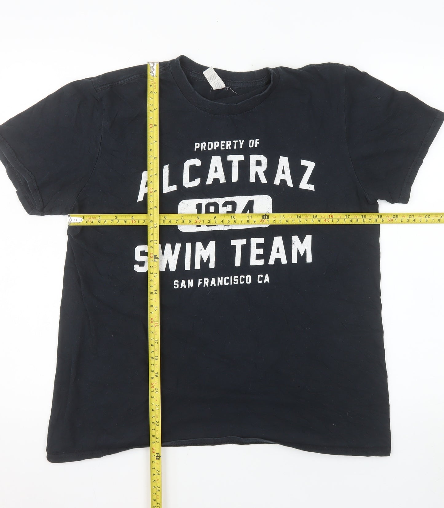 Anvil Men's Black Alcatraz Swim Team 1934 Graphic T-Shirt Size M