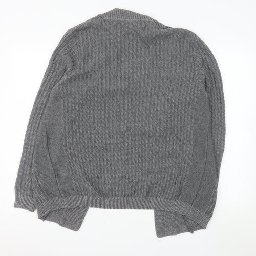 River Island Men's Grey Knit Open Cardigan Size L