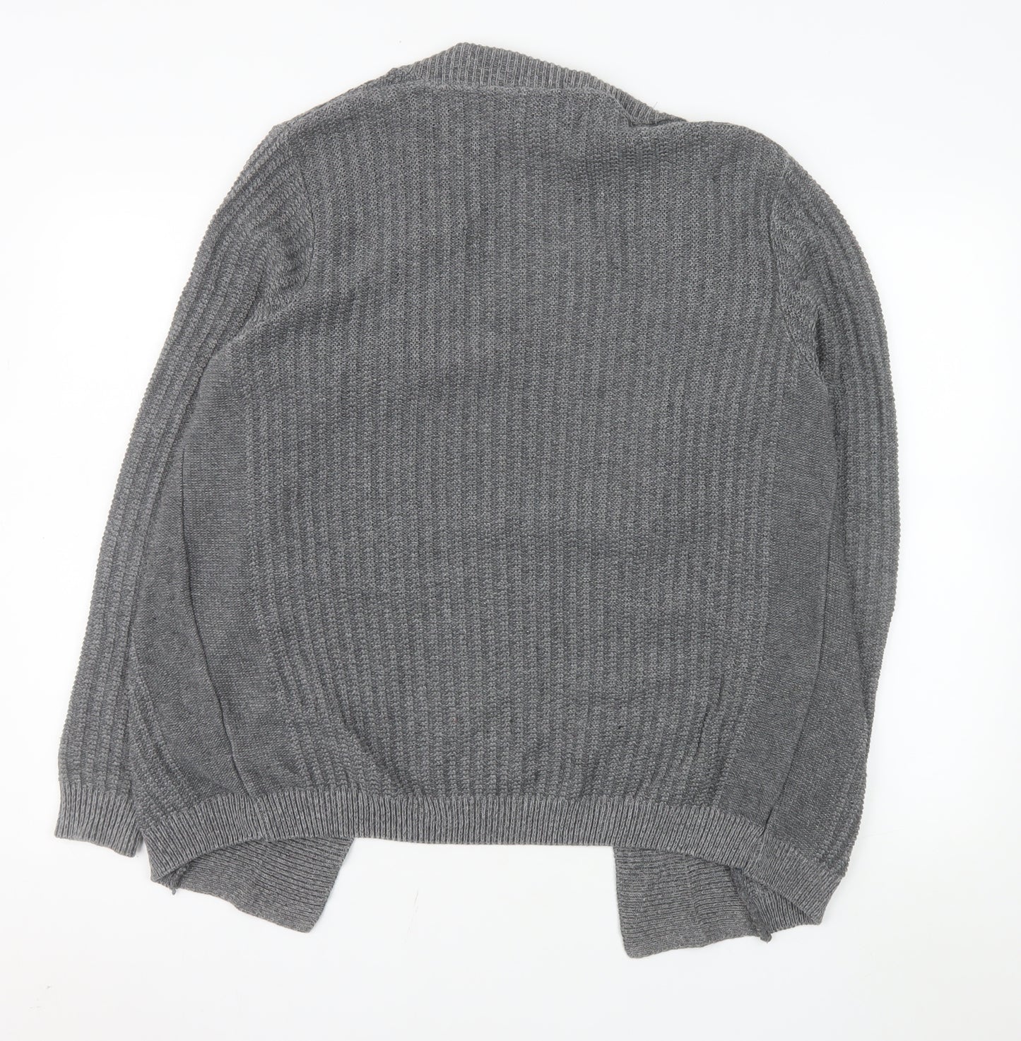 River Island Men's Grey Knit Open Cardigan Size L