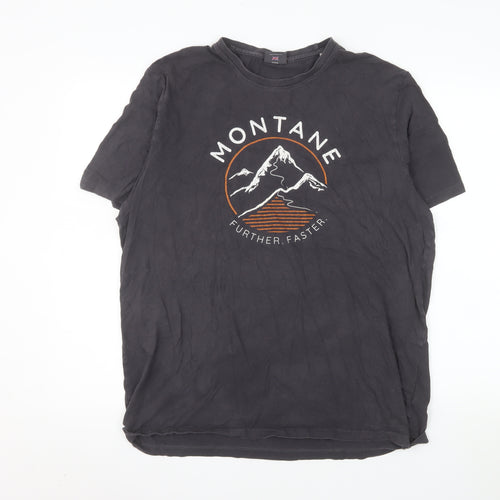 Montane Men’s Black Organic Cotton Graphic T-Shirt XL Outdoor Crew Neck
