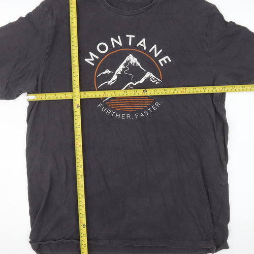 Montane Men’s Black Organic Cotton Graphic T-Shirt XL Outdoor Crew Neck