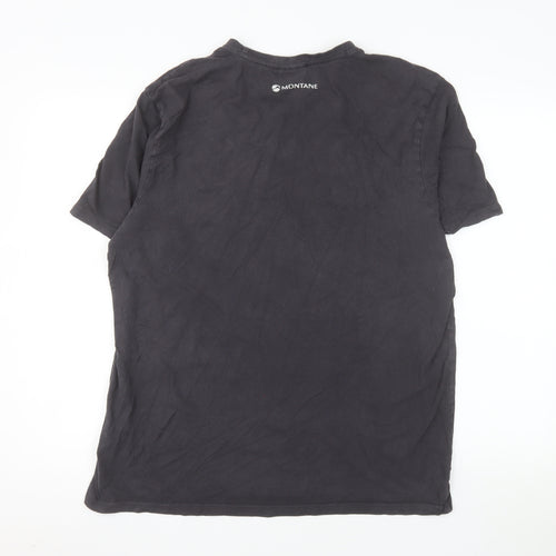 Montane Men’s Black Organic Cotton Graphic T-Shirt XL Outdoor Crew Neck