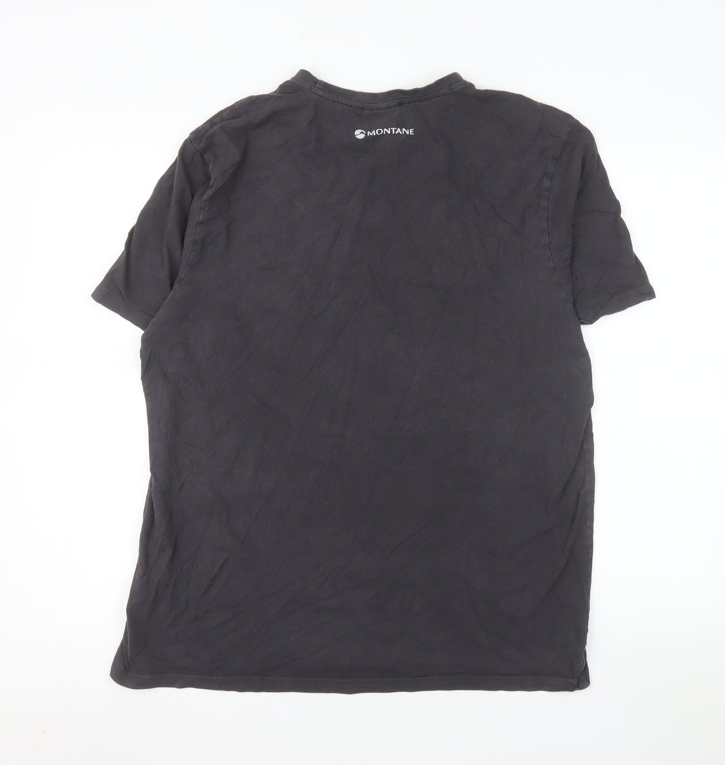 Montane Men’s Black Organic Cotton Graphic T-Shirt XL Outdoor Crew Neck