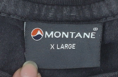 Montane Men’s Black Organic Cotton Graphic T-Shirt XL Outdoor Crew Neck