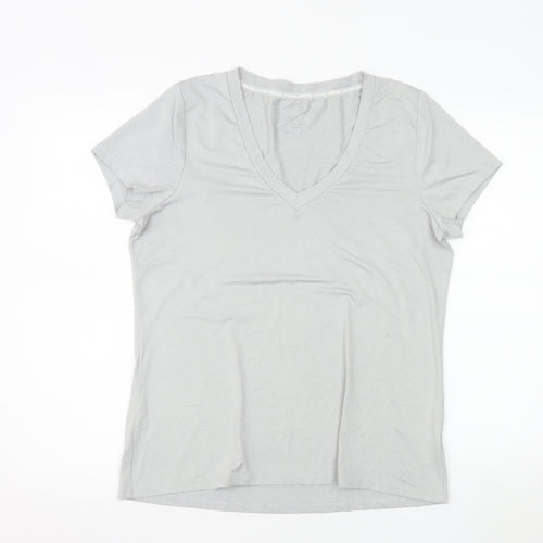 Mountain Warehouse Womens Grey V-Neck Short Sleeve Quick Dry T-Shirt Size L