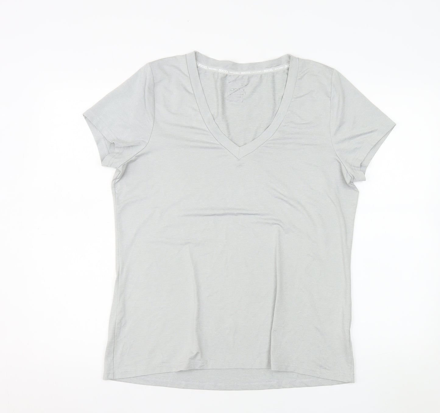 Mountain Warehouse Womens Grey V-Neck Short Sleeve Quick Dry T-Shirt Size L