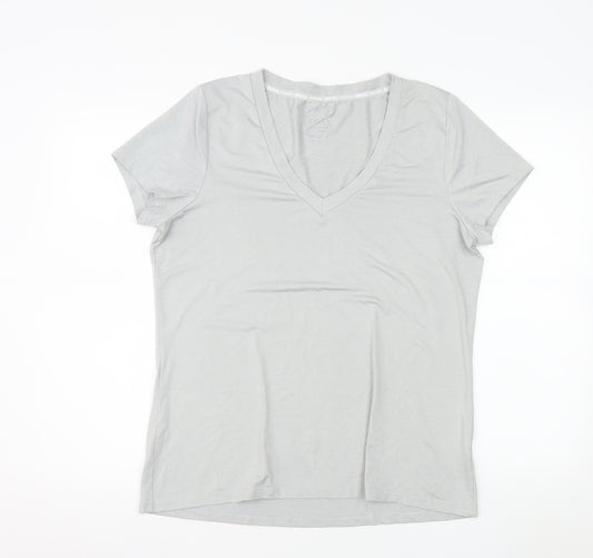 Mountain Warehouse Womens Grey V-Neck Short Sleeve Quick Dry T-Shirt Size L