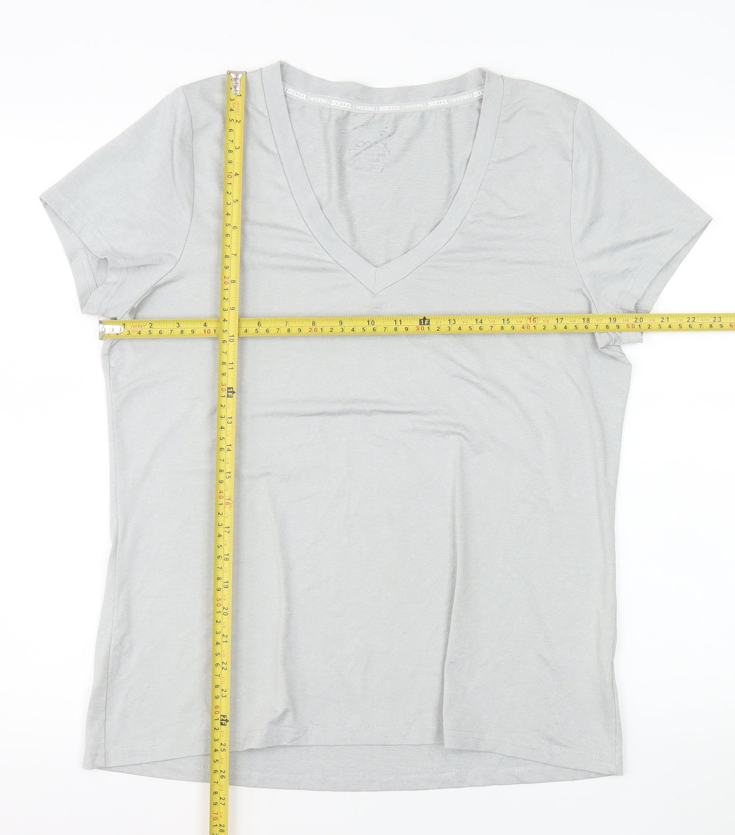 Mountain Warehouse Womens Grey V-Neck Short Sleeve Quick Dry T-Shirt Size L