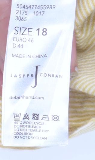 Jasper Conran Women's Yellow Stripe Tunic T-Shirt Size 18