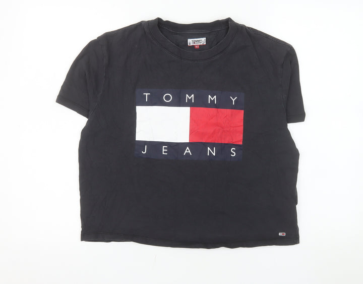 Tommy Jeans Womens Black L Basic Cotton Crew Neck T-Shirt