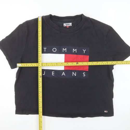 Tommy Jeans Womens Black L Basic Cotton Crew Neck T-Shirt