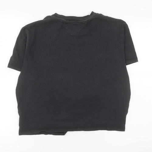 Tommy Jeans Womens Black L Basic Cotton Crew Neck T-Shirt