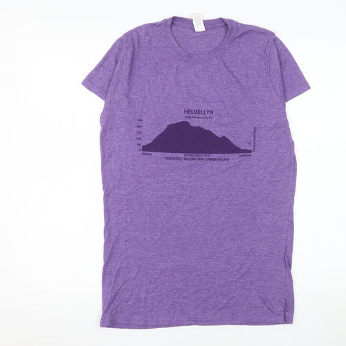Gildan Women’s Purple Helvellyn Print Softstyle Ring Spun T-Shirt XL