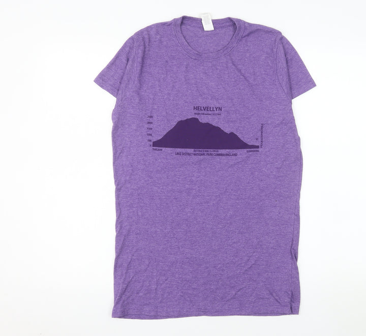 Gildan Women’s Purple Helvellyn Print Softstyle Ring Spun T-Shirt XL