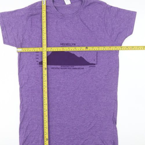 Gildan Women’s Purple Helvellyn Print Softstyle Ring Spun T-Shirt XL